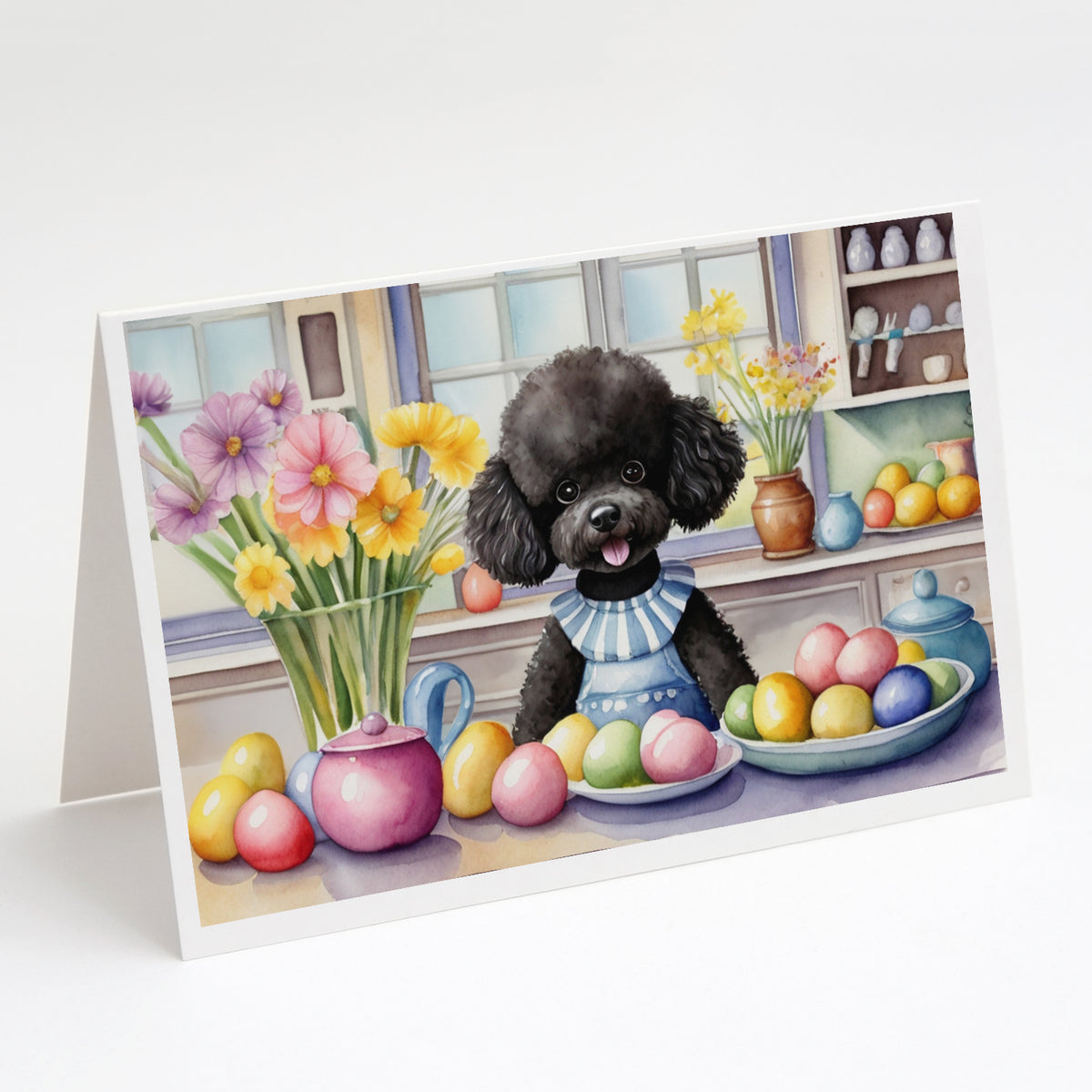 Buy this Decorating Easter Black Poodle Greeting Cards Pack of 8