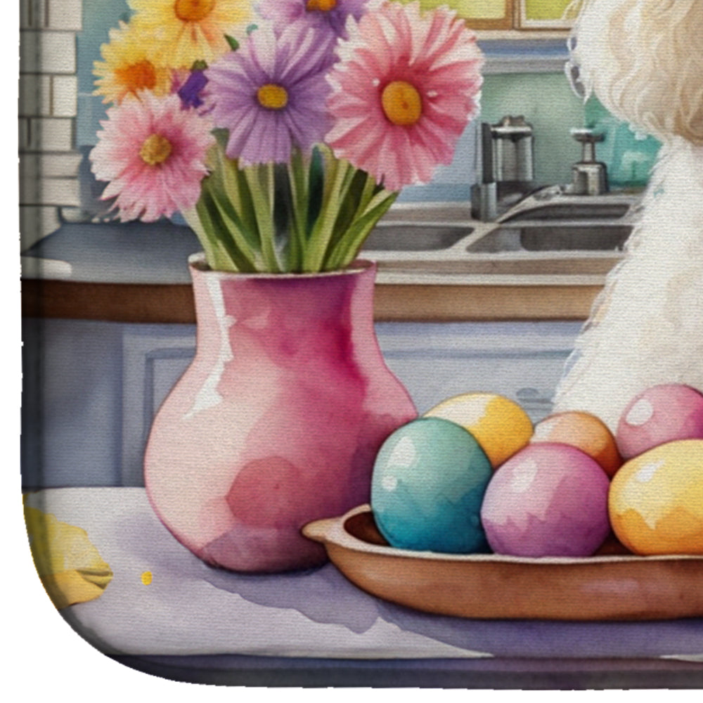 Decorating Easter White Poodle Dish Drying Mat