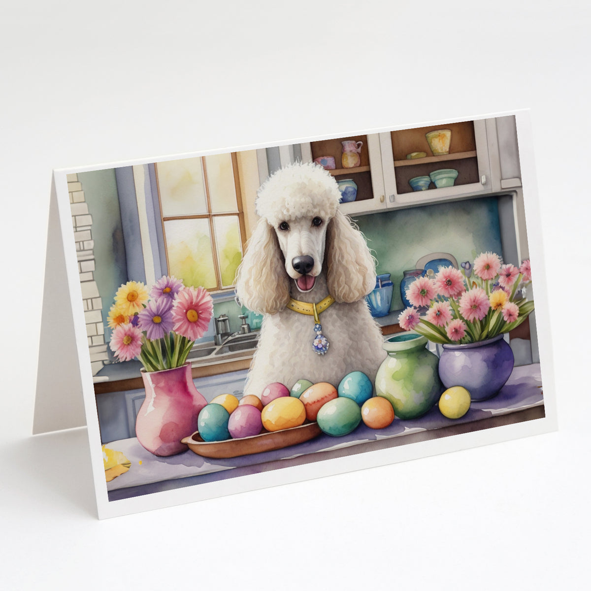 Buy this Decorating Easter White Poodle Greeting Cards Pack of 8
