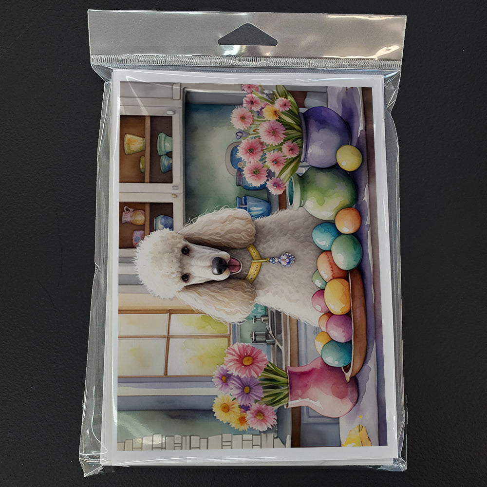 Decorating Easter White Poodle Greeting Cards Pack of 8