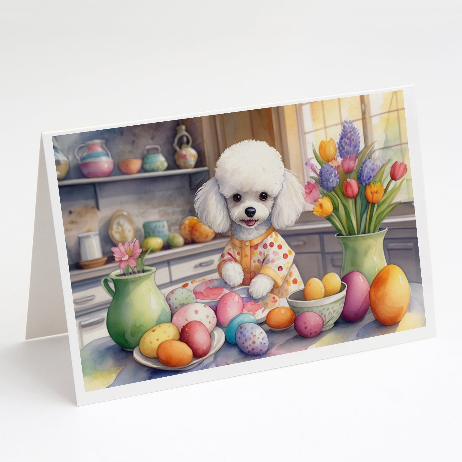 Buy this Decorating Easter White Poodle Greeting Cards Pack of 8