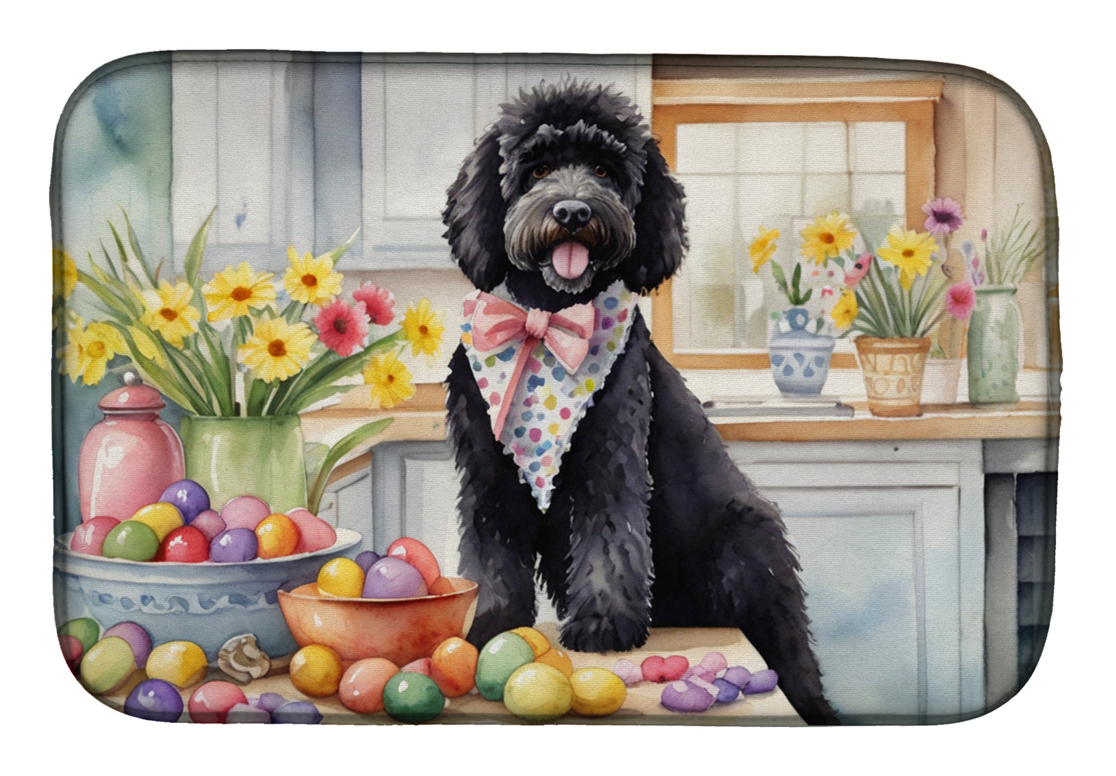 Buy this Decorating Easter Portuguese Water Dog Dish Drying Mat