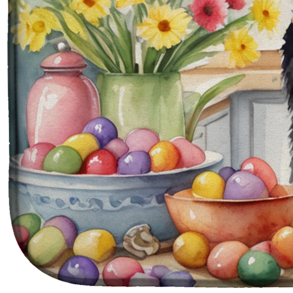 Decorating Easter Portuguese Water Dog Dish Drying Mat