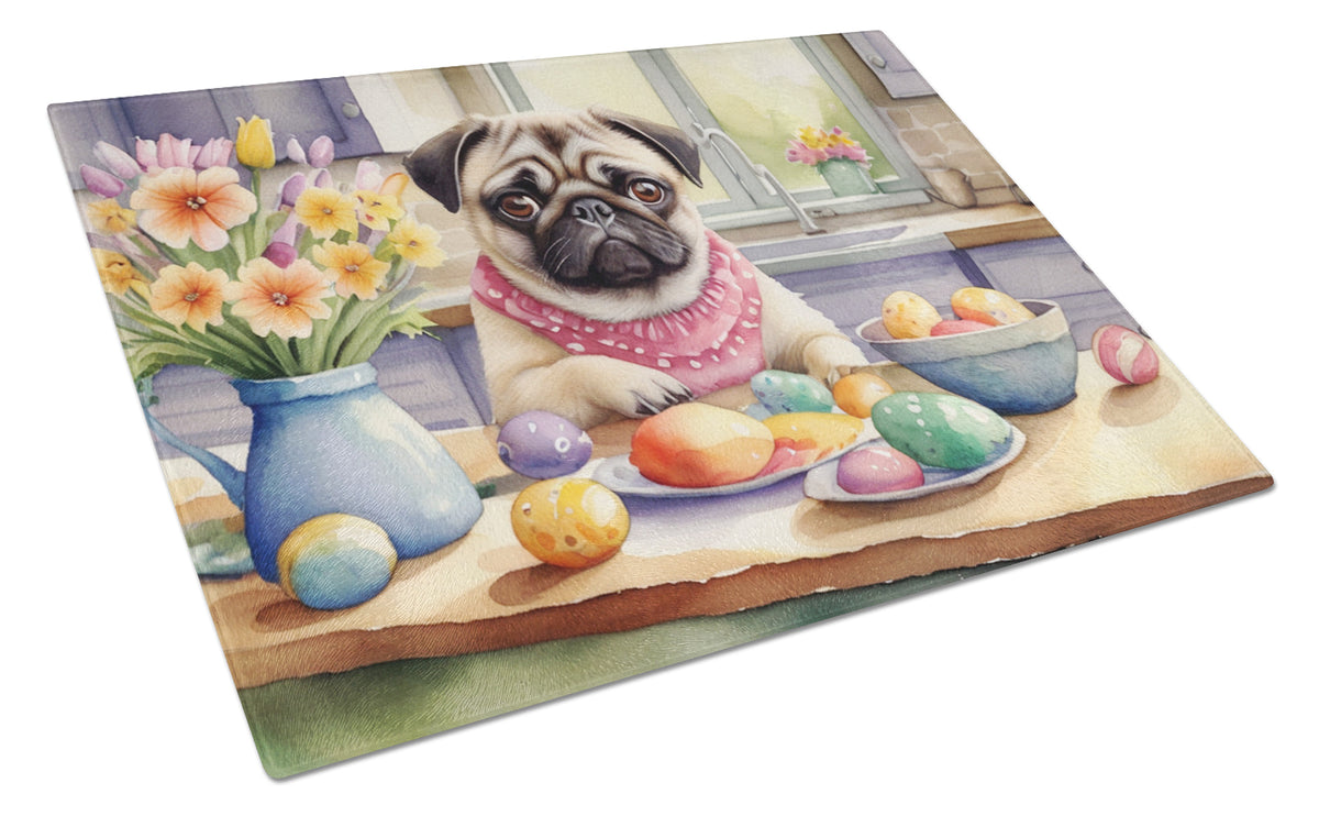 Buy this Decorating Easter Pug Glass Cutting Board