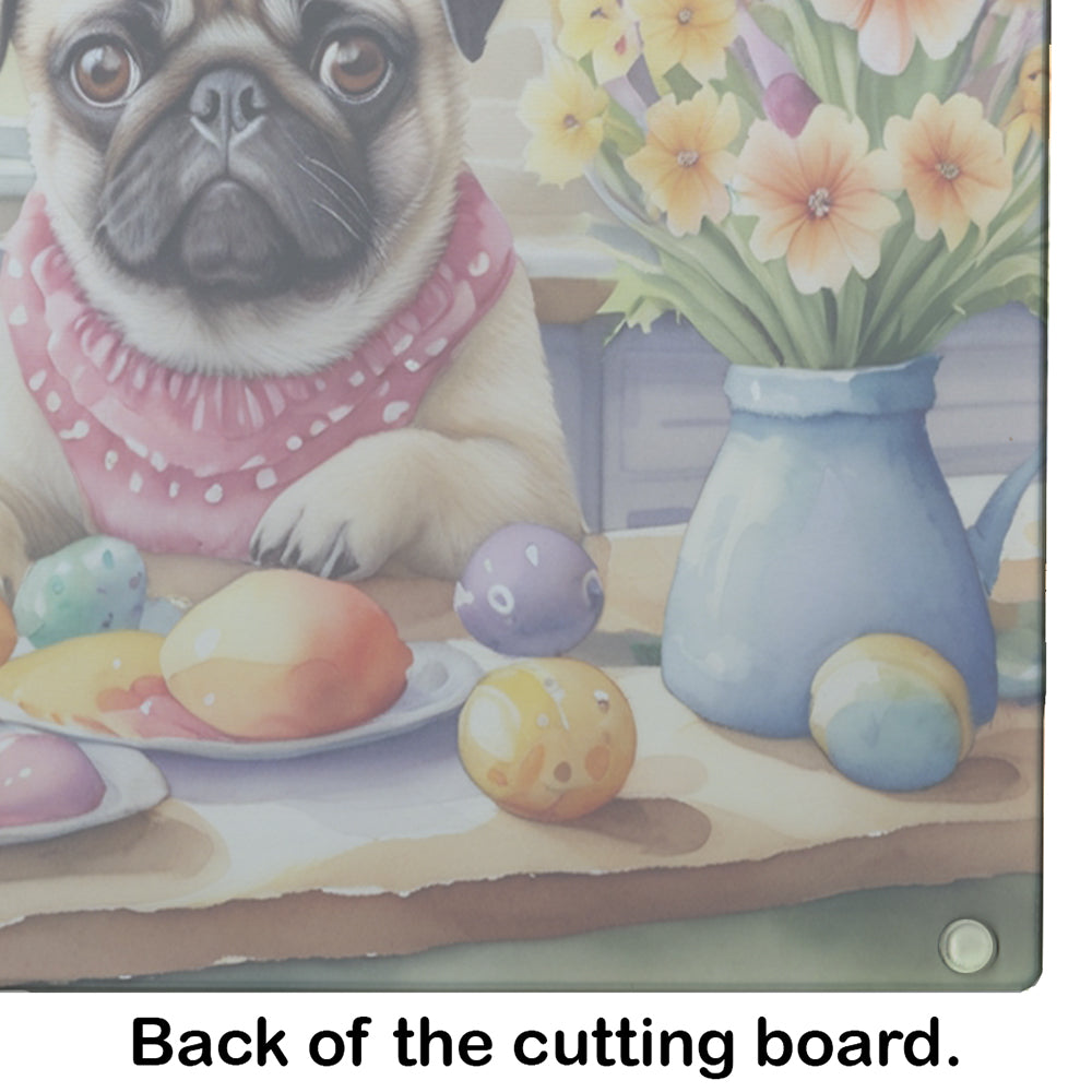 Decorating Easter Pug Glass Cutting Board