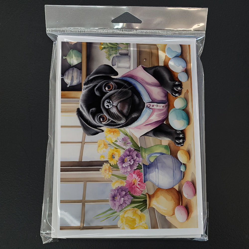Decorating Easter Pug Greeting Cards Pack of 8