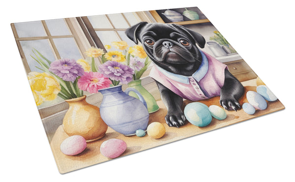 Buy this Decorating Easter Pug Glass Cutting Board