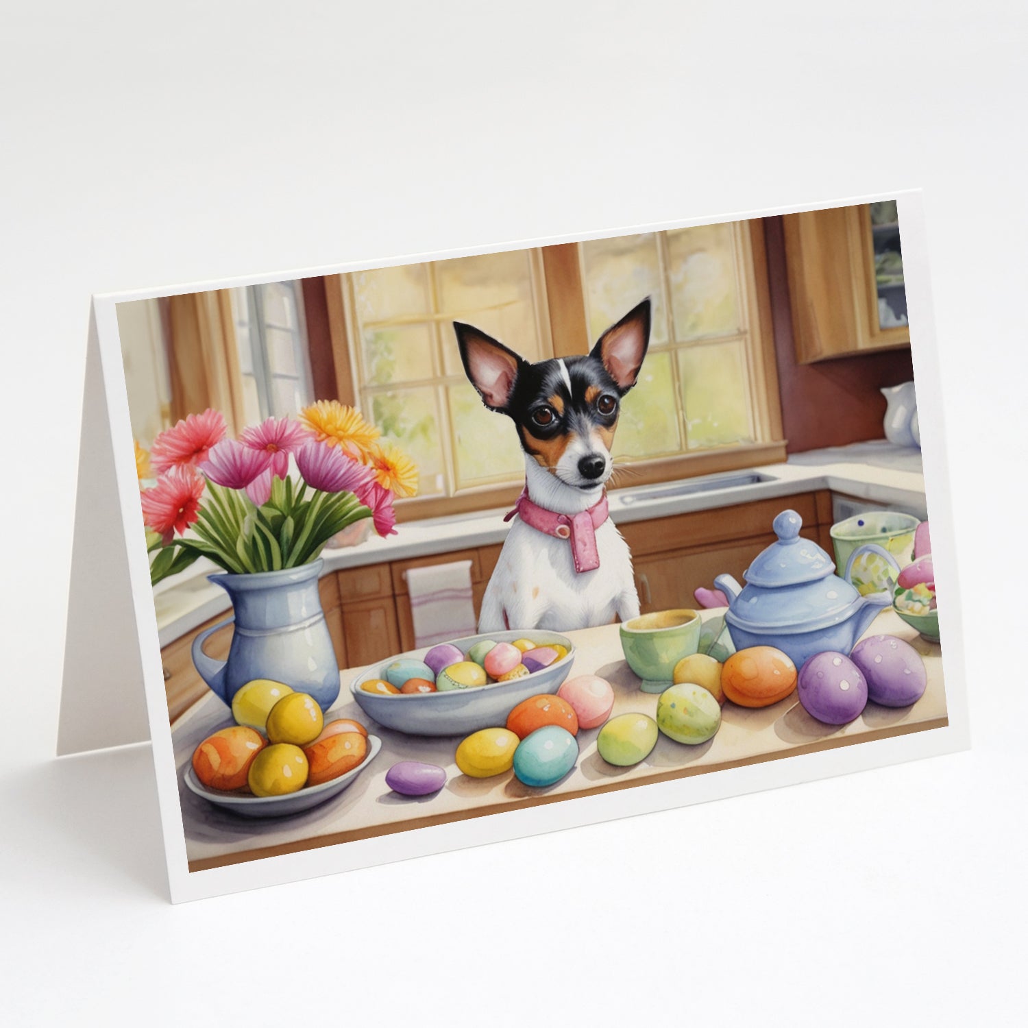 Buy this Decorating Easter Rat Terrier Greeting Cards Pack of 8