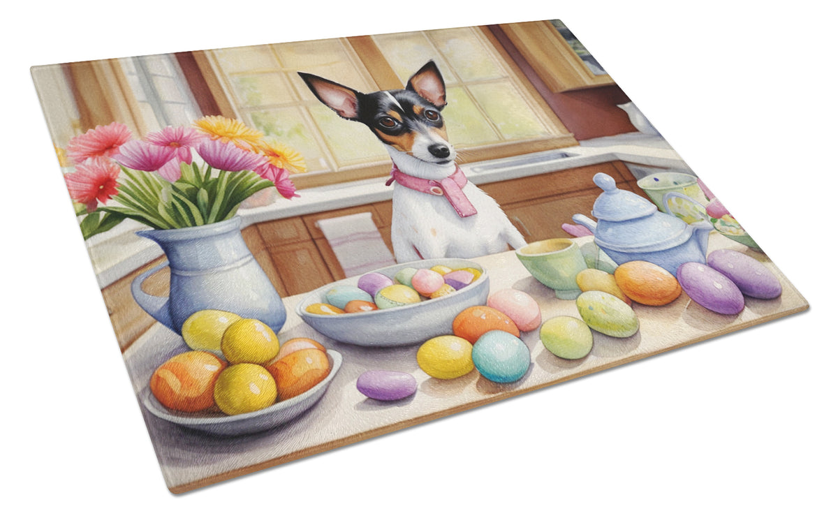Buy this Decorating Easter Rat Terrier Glass Cutting Board