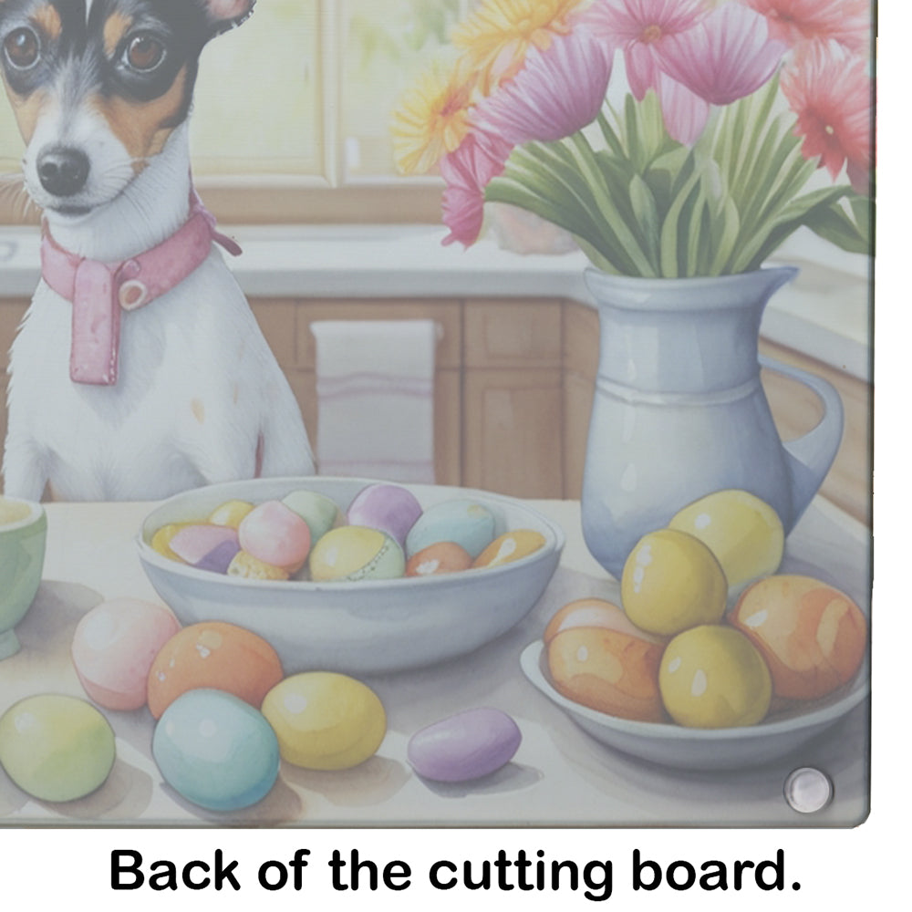Decorating Easter Rat Terrier Glass Cutting Board
