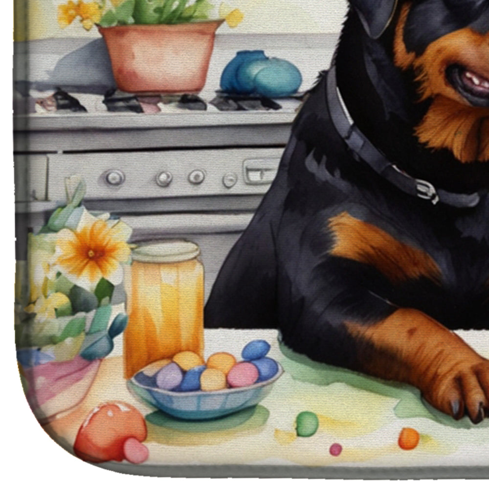 Decorating Easter Rottweiler Dish Drying Mat