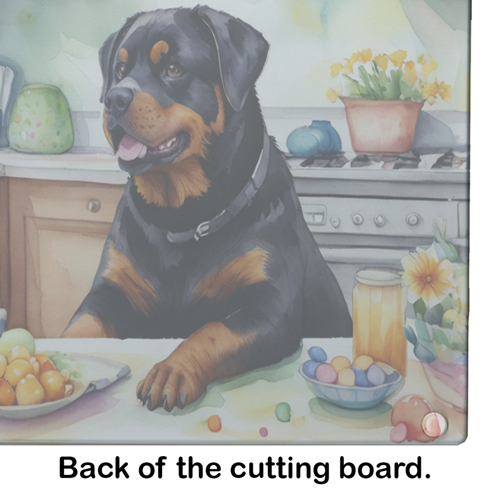 Decorating Easter Rottweiler Glass Cutting Board