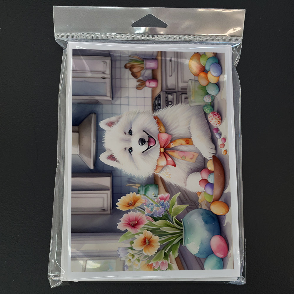 Decorating Easter Samoyed Greeting Cards Pack of 8