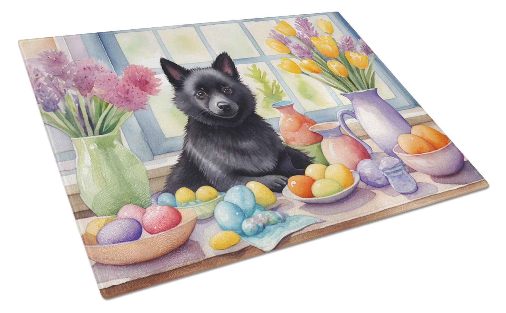 Buy this Decorating Easter Schipperke Glass Cutting Board