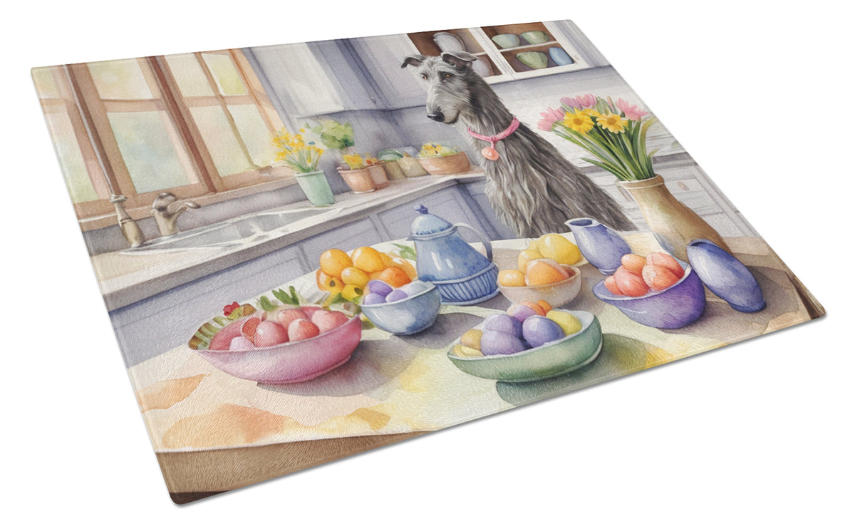 Buy this Decorating Easter Scottish Deerhound Glass Cutting Board