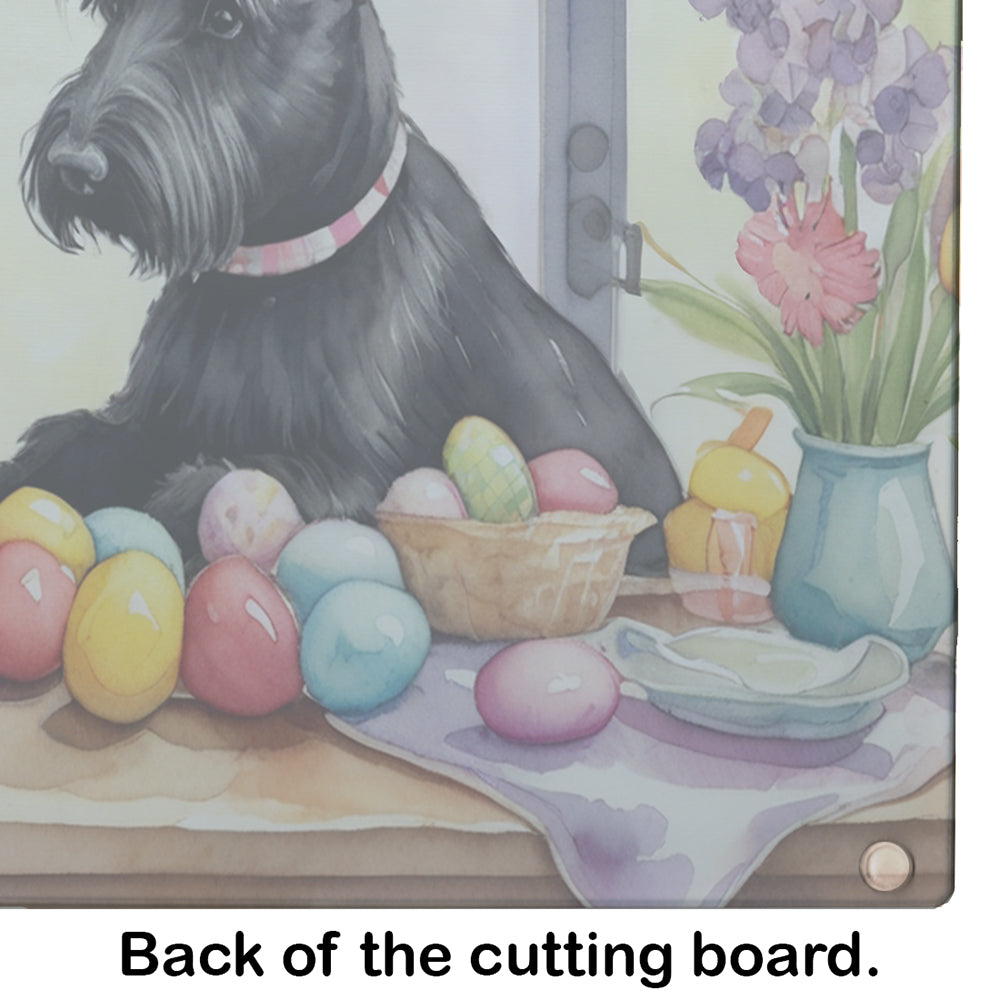 Decorating Easter Scottish Terrier Glass Cutting Board