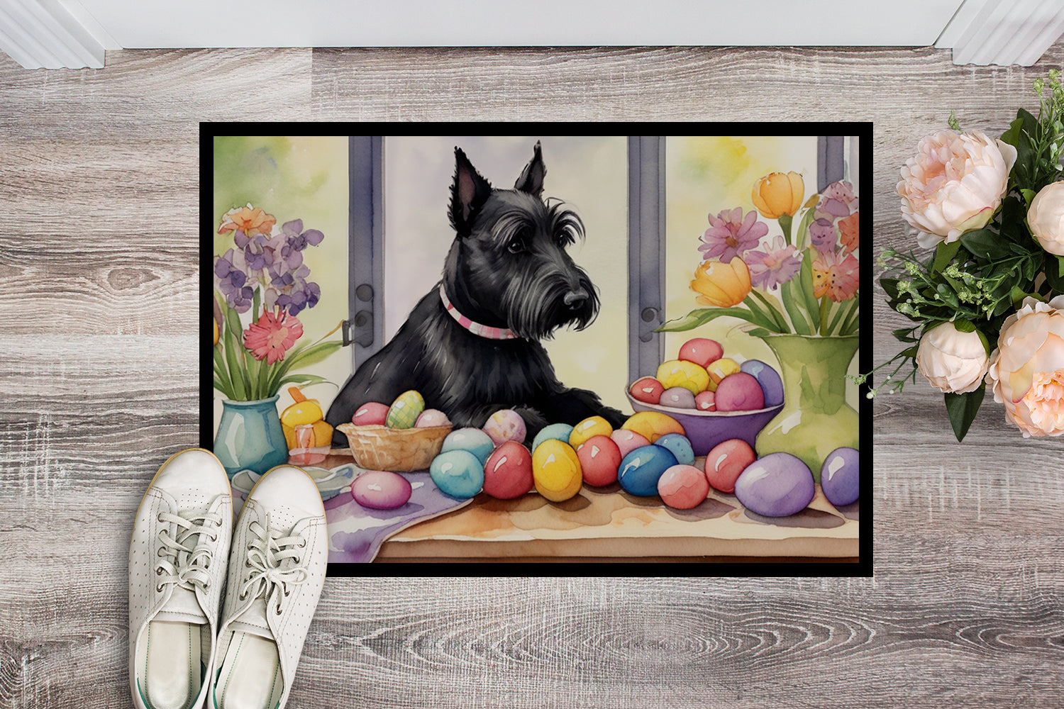 Decorating Easter Scottish Terrier Doormat