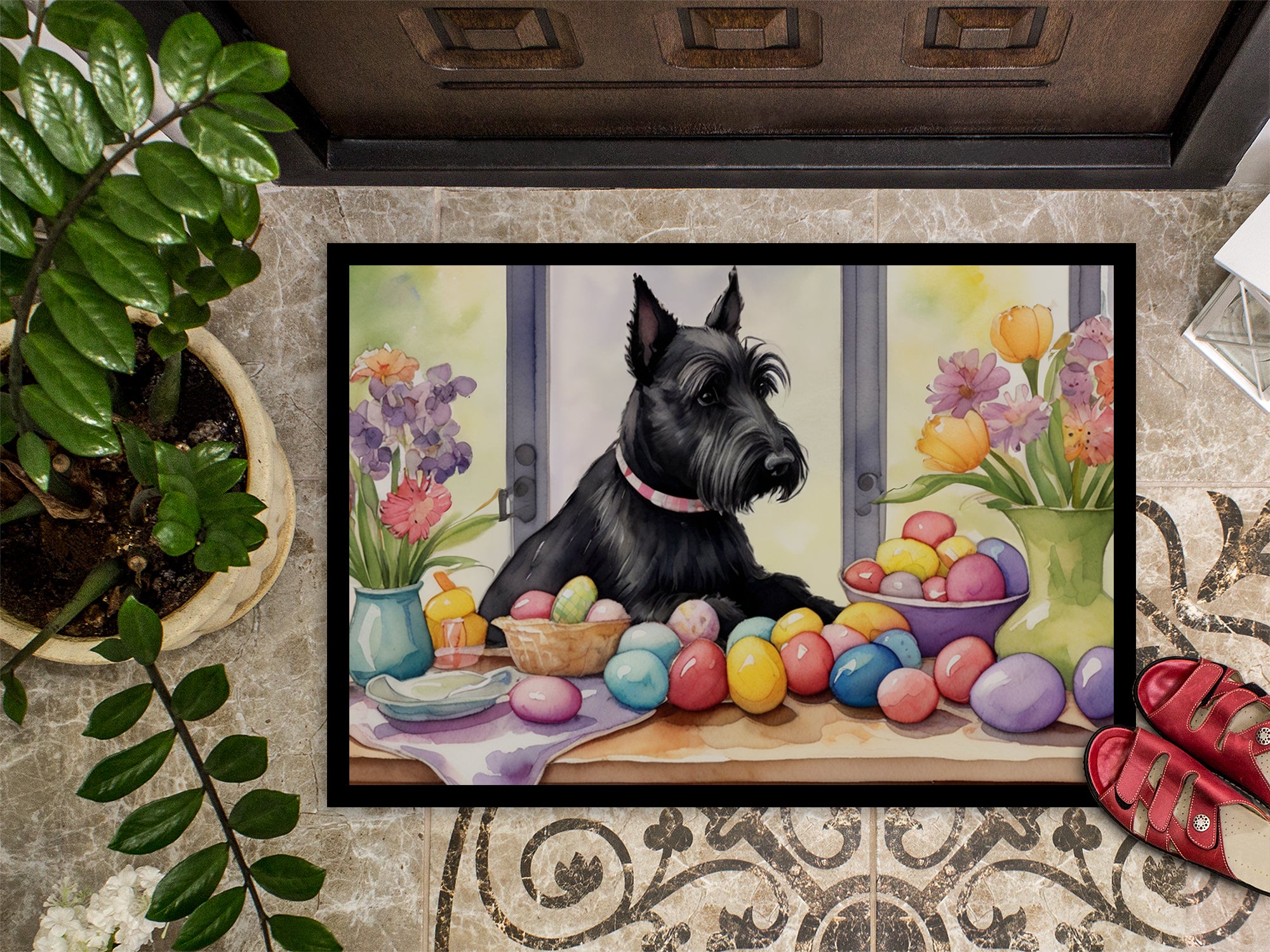 Decorating Easter Scottish Terrier Doormat