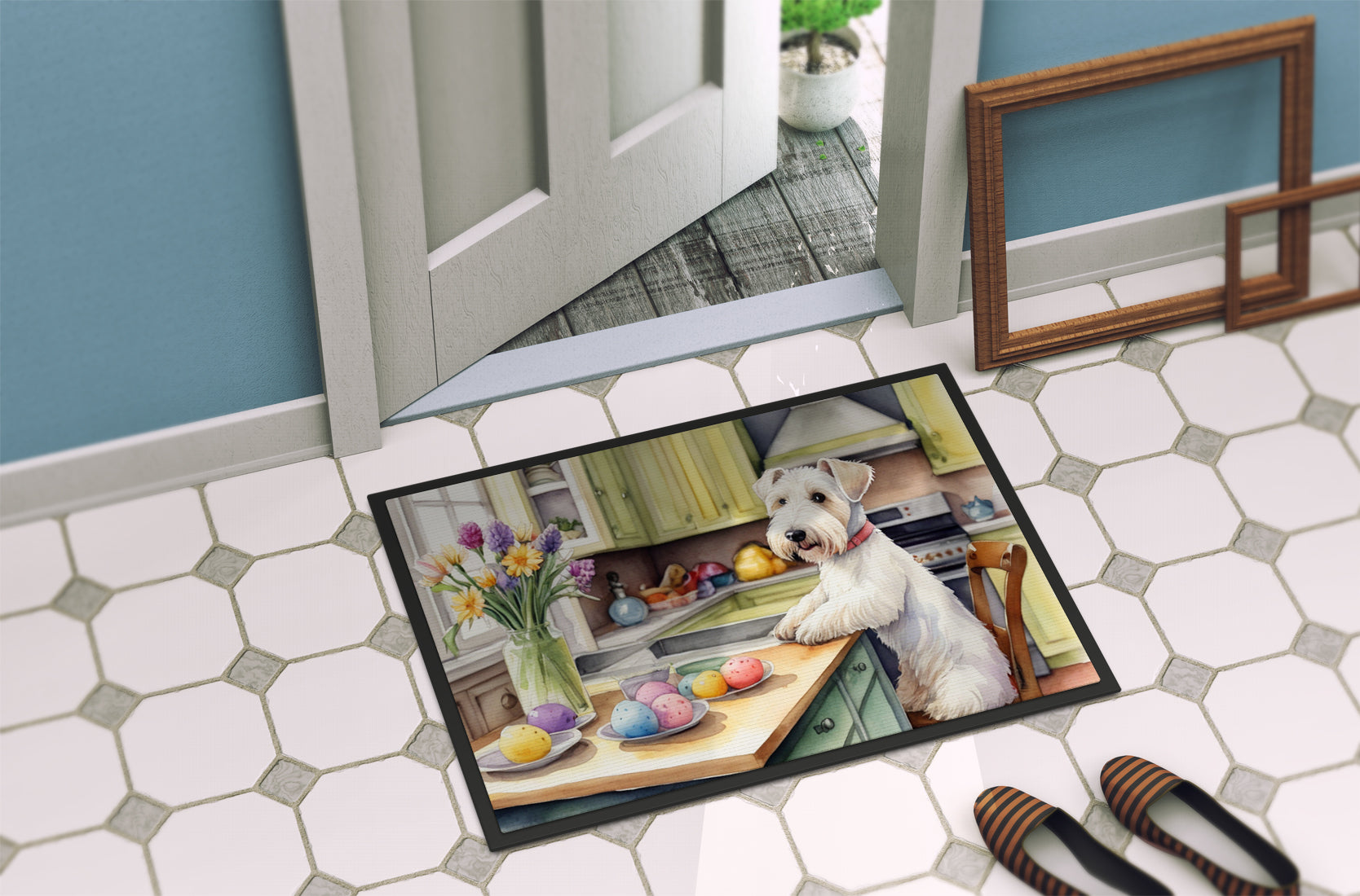 Decorating Easter Sealyham Terrier Doormat