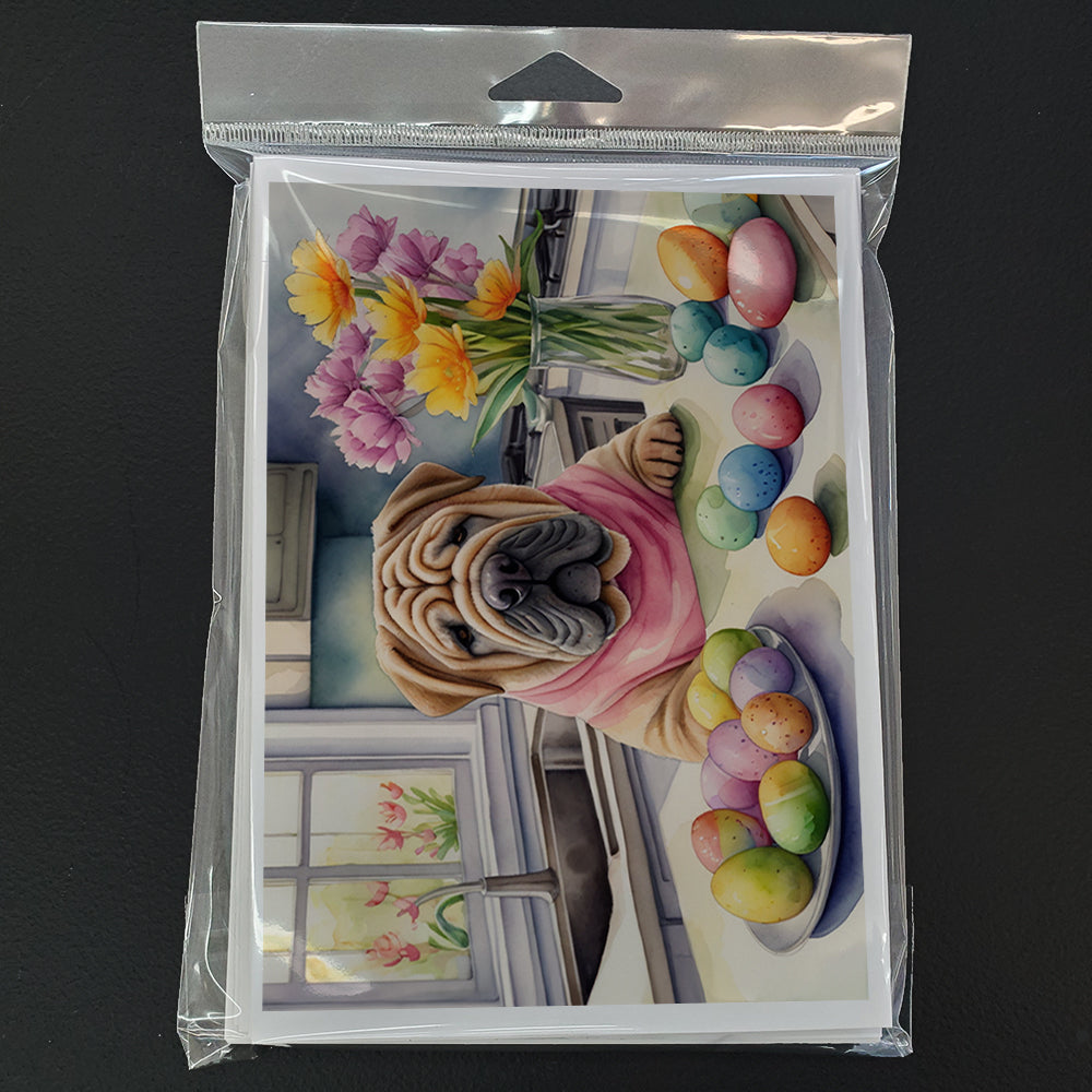 Decorating Easter Shar Pei Greeting Cards Pack of 8
