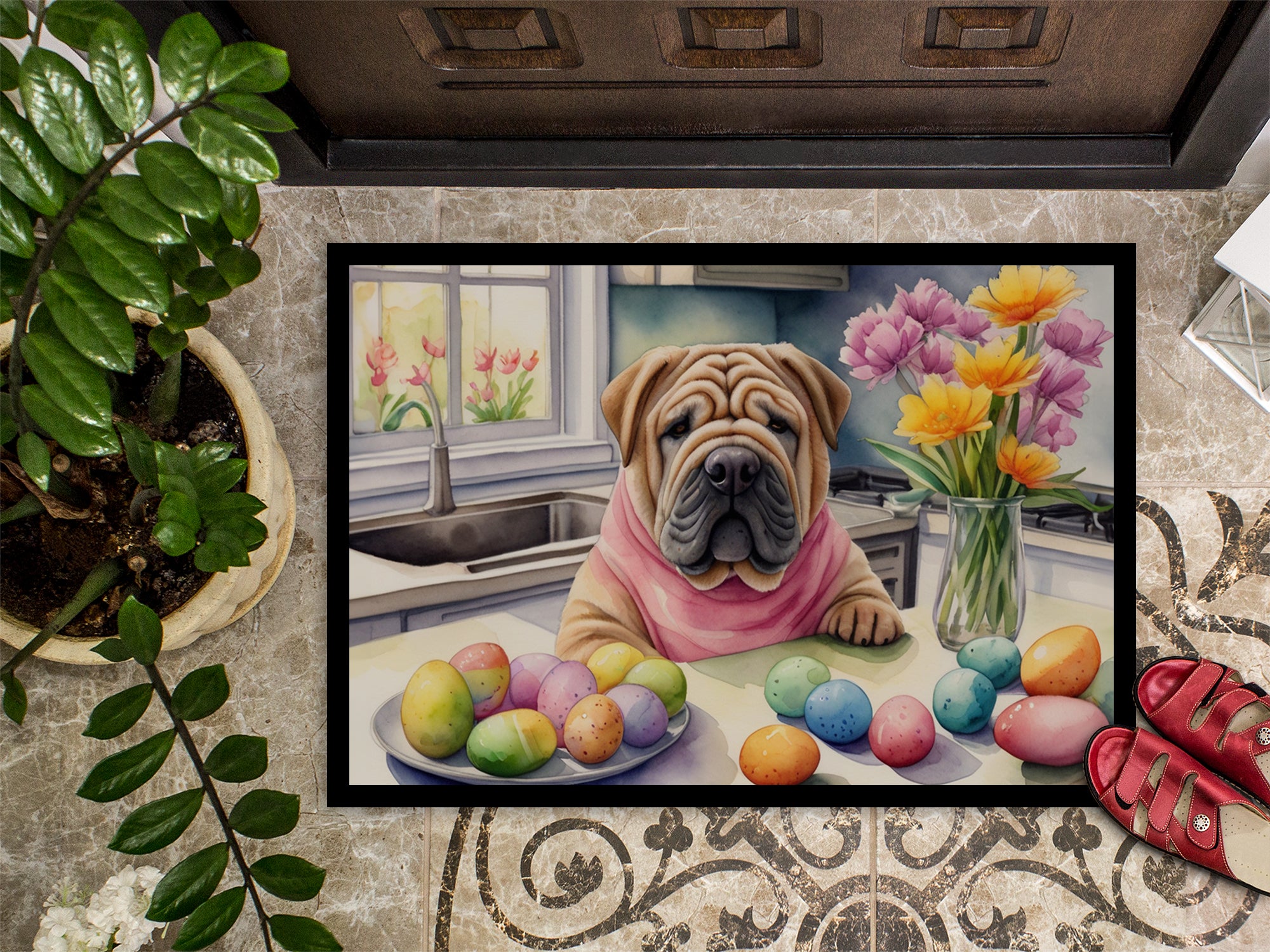 Decorating Easter Shar Pei Doormat