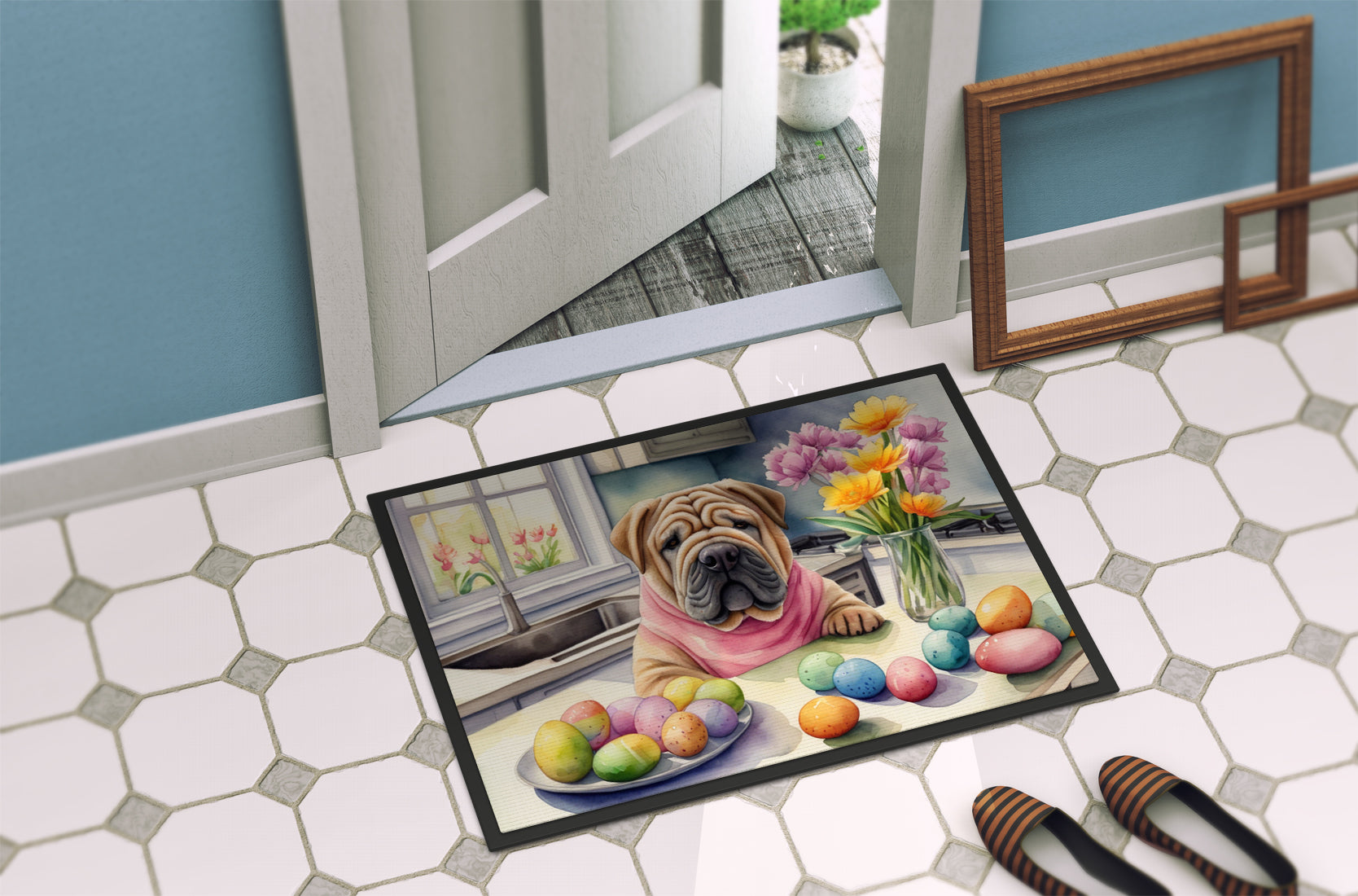 Decorating Easter Shar Pei Doormat