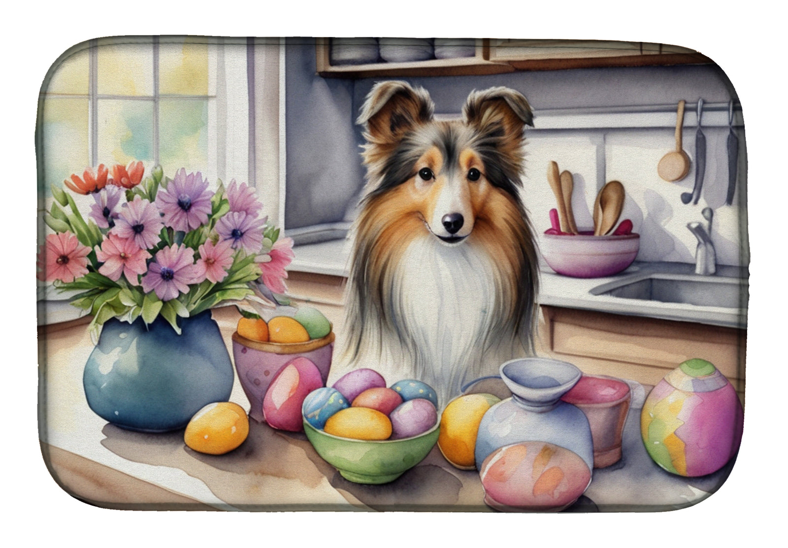 Buy this Decorating Easter Sheltie Dish Drying Mat
