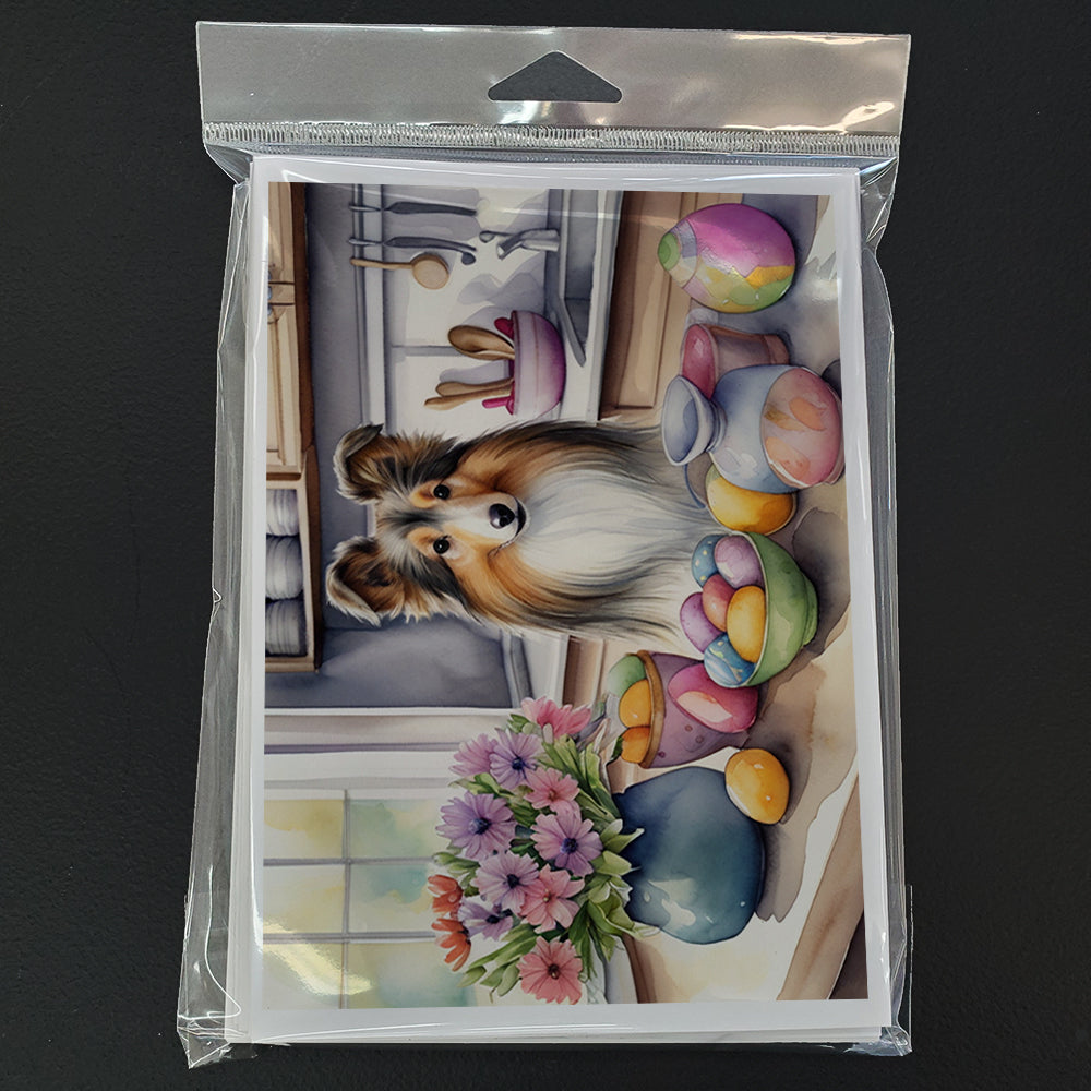 Decorating Easter Sheltie Greeting Cards Pack of 8