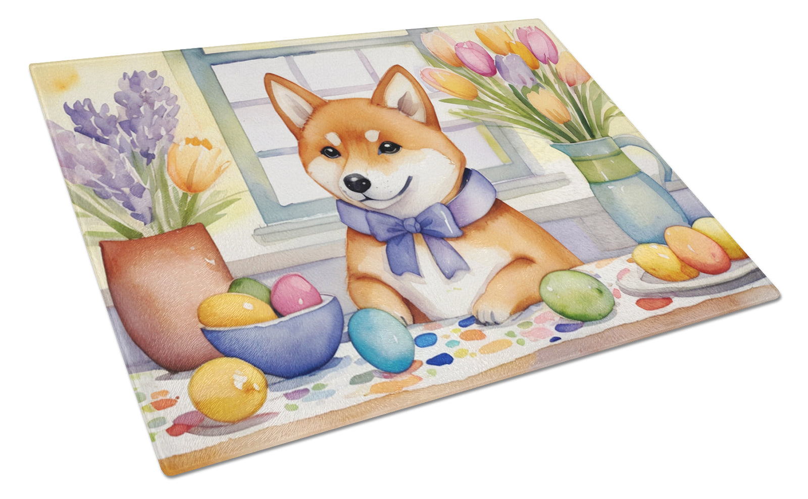 Buy this Decorating Easter Shiba Inu Glass Cutting Board