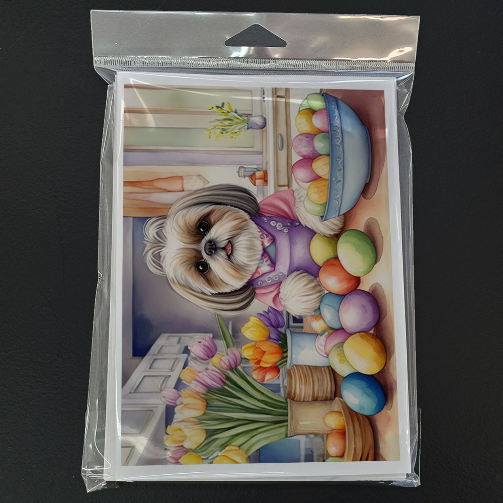 Decorating Easter Shih Tzu Greeting Cards Pack of 8