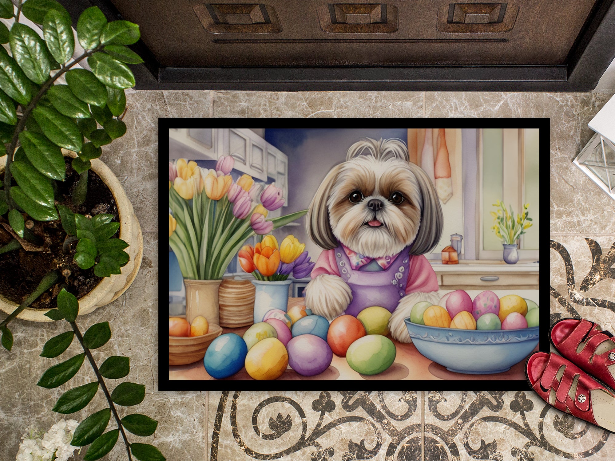 Decorating Easter Shih Tzu Doormat