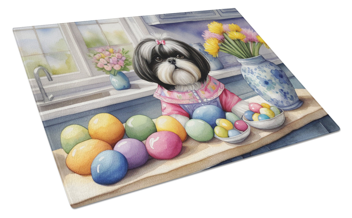 Buy this Decorating Easter Shih Tzu Glass Cutting Board