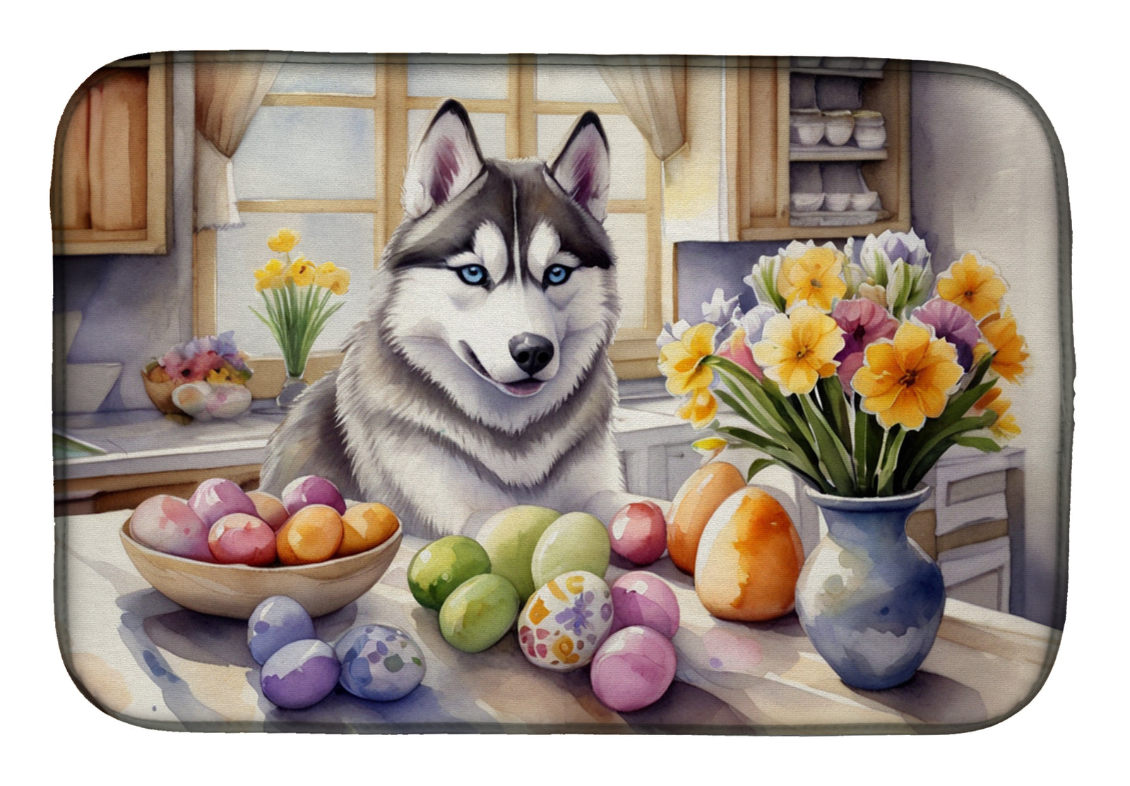 Buy this Decorating Easter Siberian Husky Dish Drying Mat
