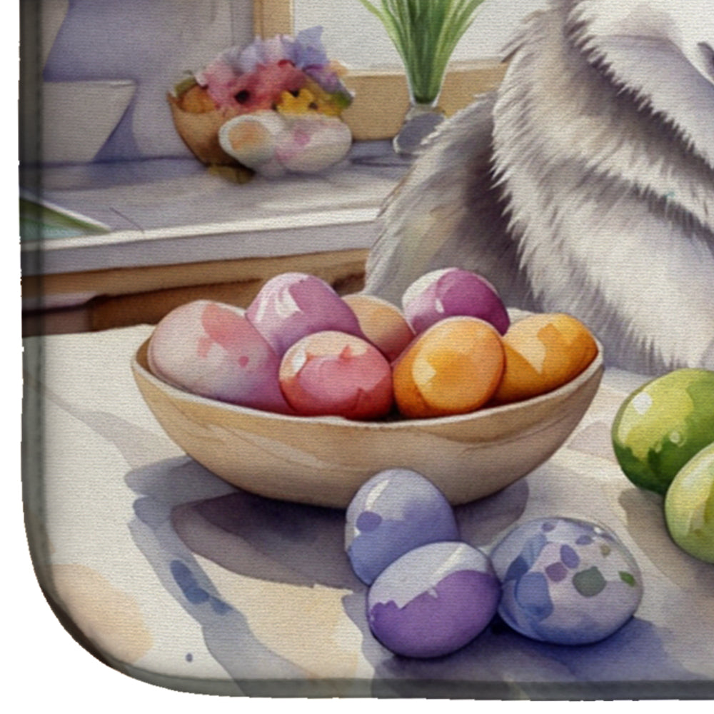 Decorating Easter Siberian Husky Dish Drying Mat