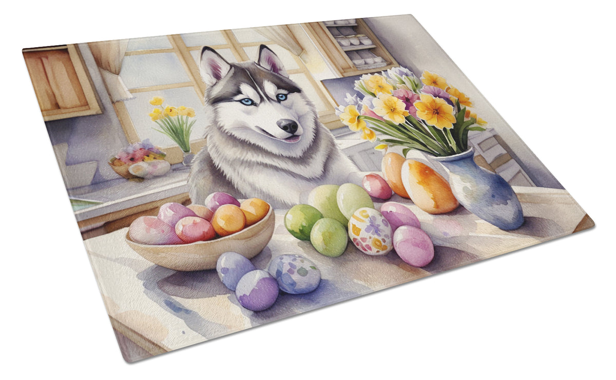 Buy this Decorating Easter Siberian Husky Glass Cutting Board