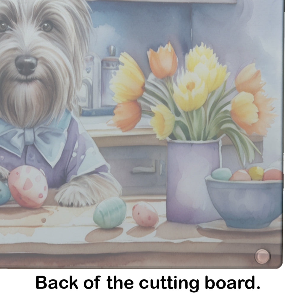 Decorating Easter Skye Terrier Glass Cutting Board