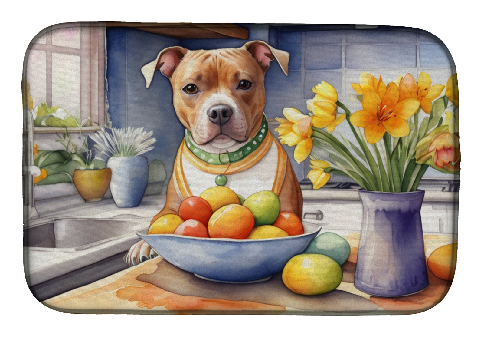 Buy this Decorating Easter Staffordshire Bull Terrier Dish Drying Mat