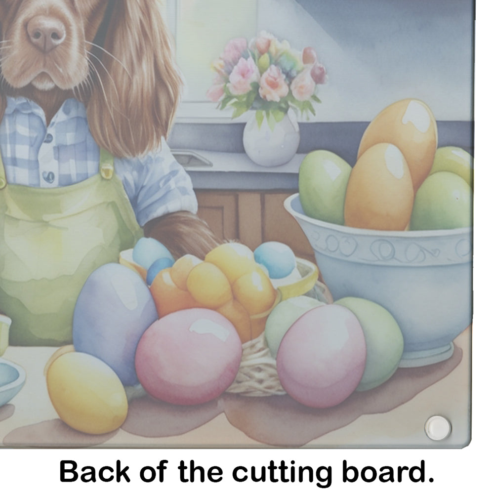 Decorating Easter Sussex Spaniel Glass Cutting Board
