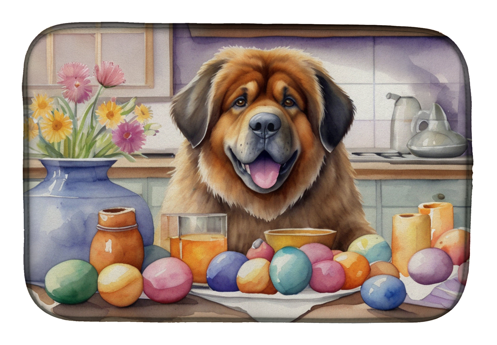Buy this Decorating Easter Tibetan Mastiff Dish Drying Mat