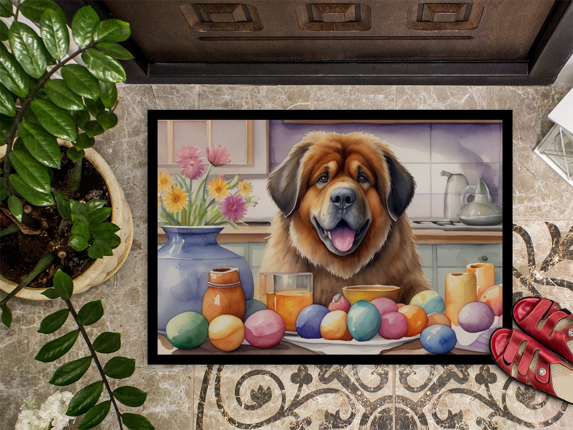 Decorating Easter Tibetan Mastiff Doormat