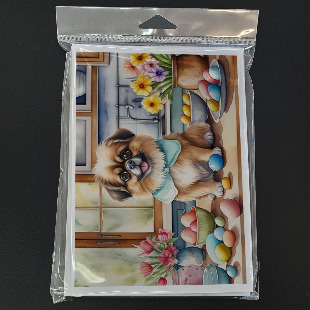 Decorating Easter Tibetan Spaniel Greeting Cards Pack of 8