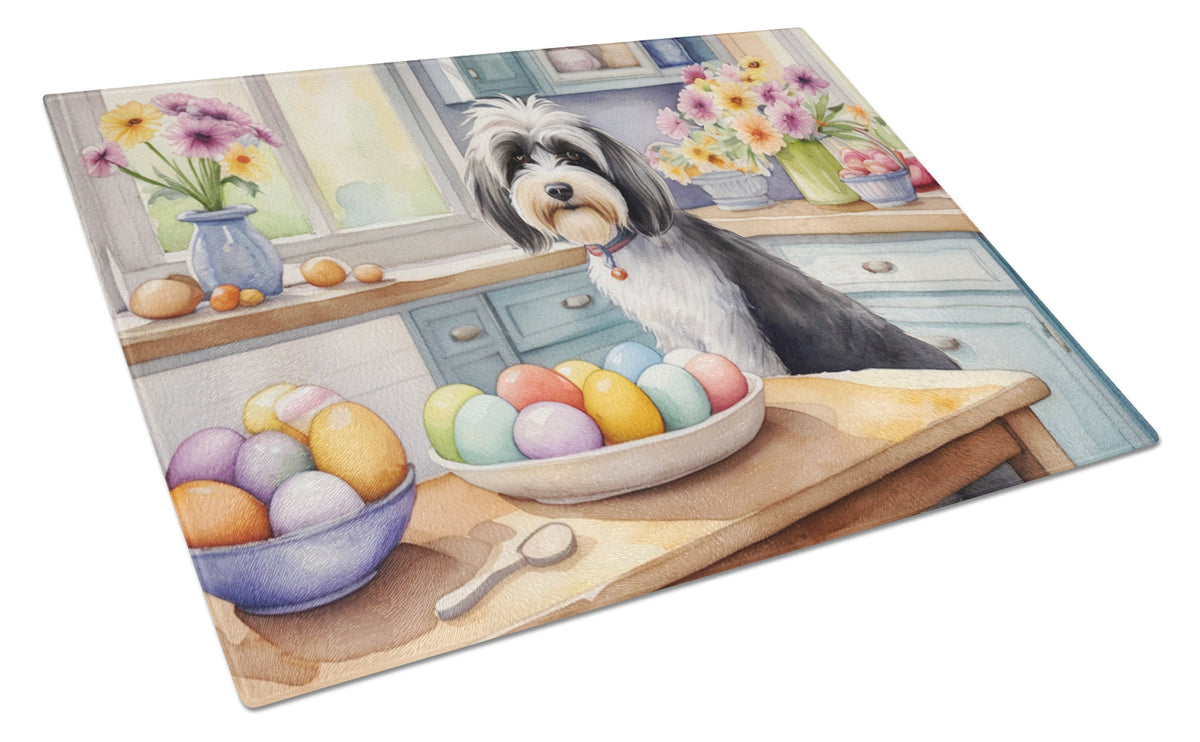 Buy this Decorating Easter Tibetan Terrier Glass Cutting Board