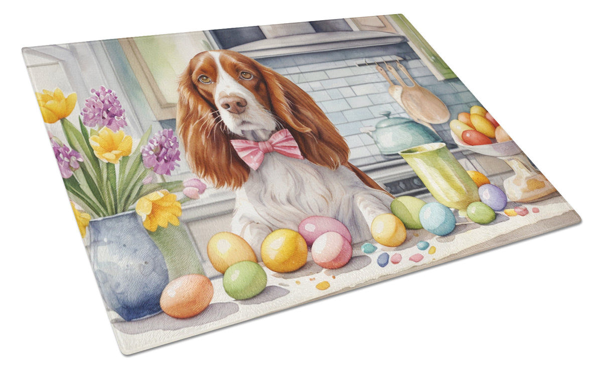 Buy this Decorating Easter Welsh Springer Spaniel Glass Cutting Board