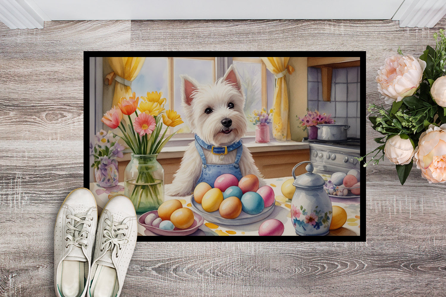 Caroline's Treasures Decorating Easter Westie Doormat-24x36 Indoor / Outdoor Rug | Made in USA