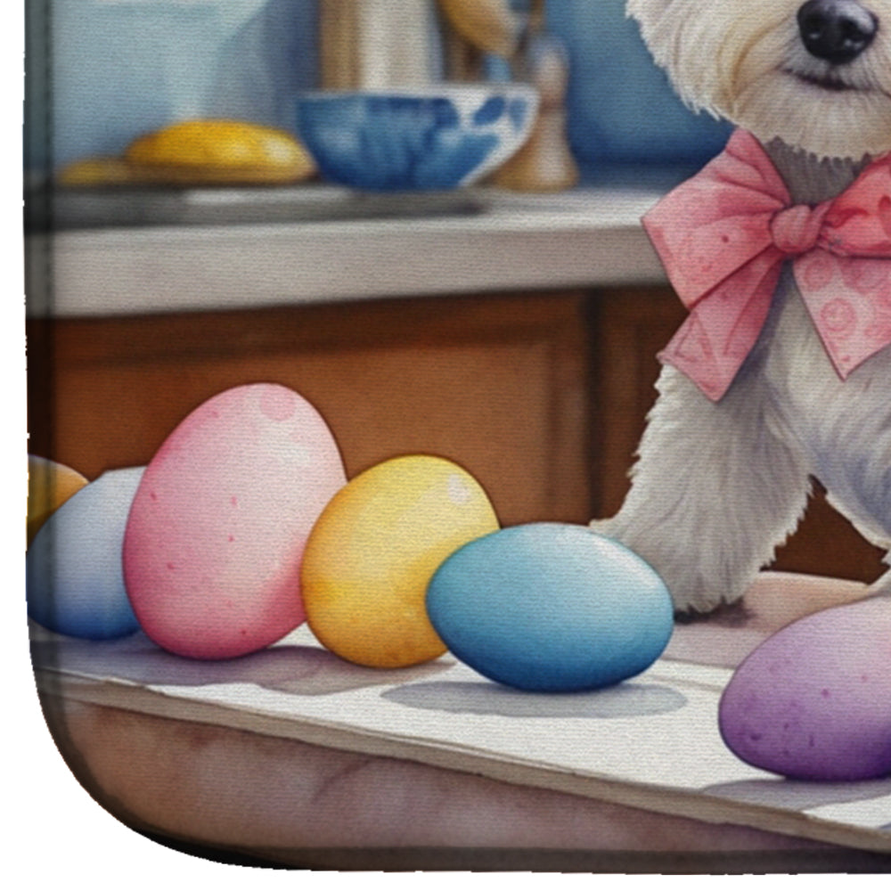 Decorating Easter Westie Dish Drying Mat
