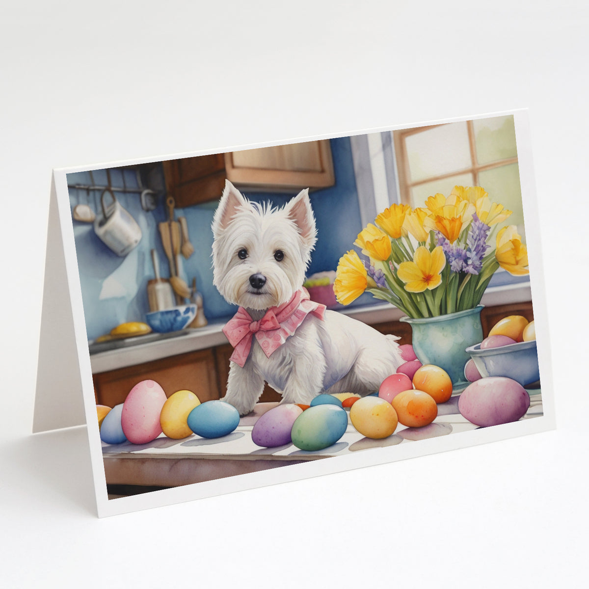 Buy this Decorating Easter Westie Greeting Cards Pack of 8