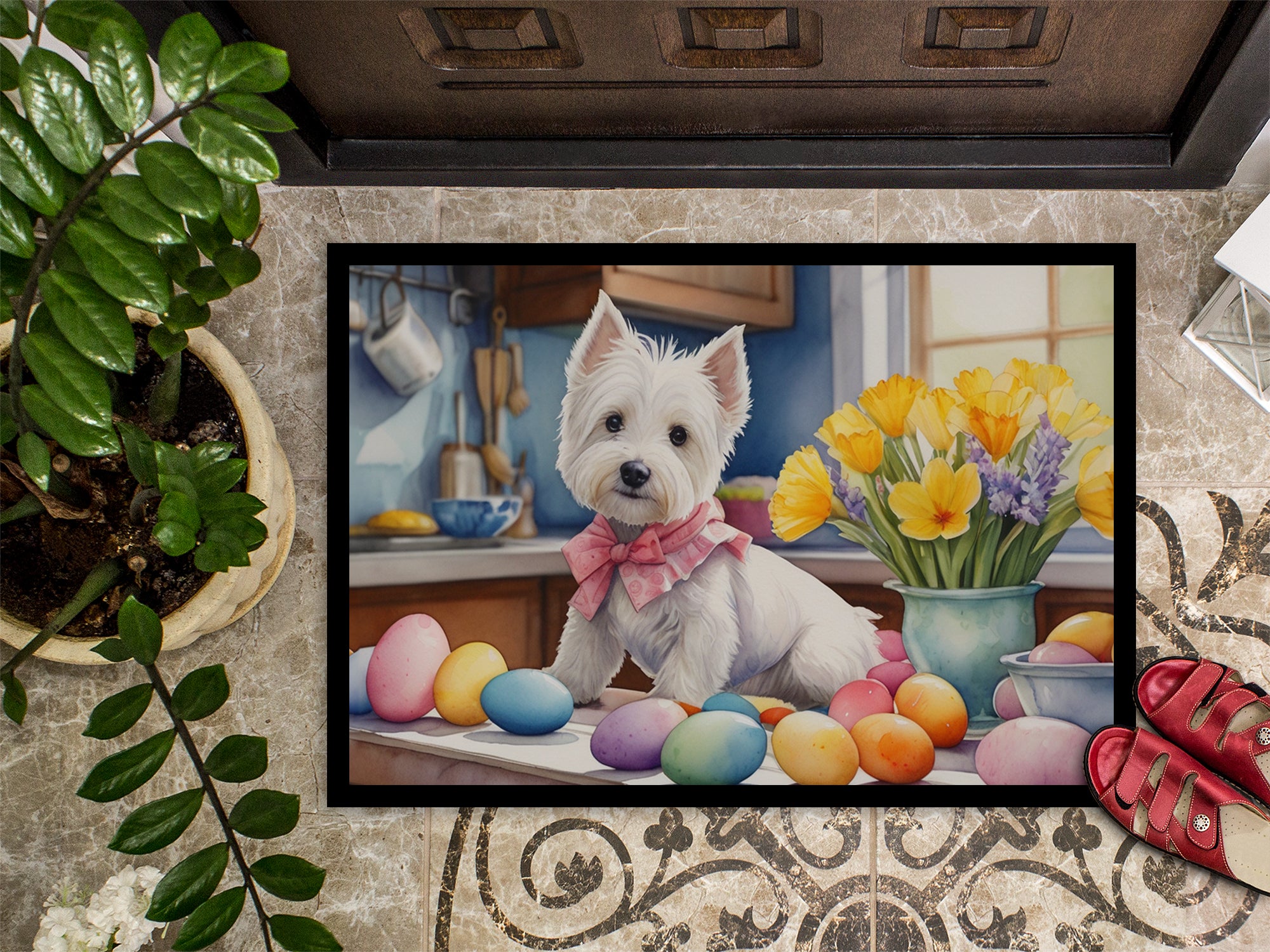 Decorating Easter Westie Doormat