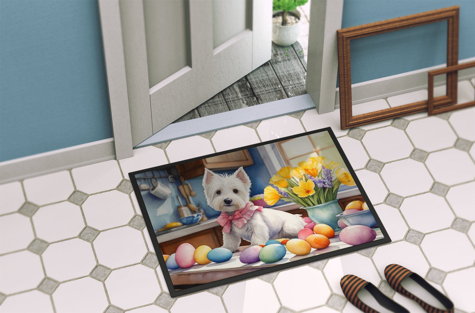 Decorating Easter Westie Doormat