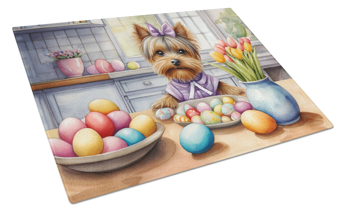Buy this Decorating Easter Yorkshire Terrier Glass Cutting Board