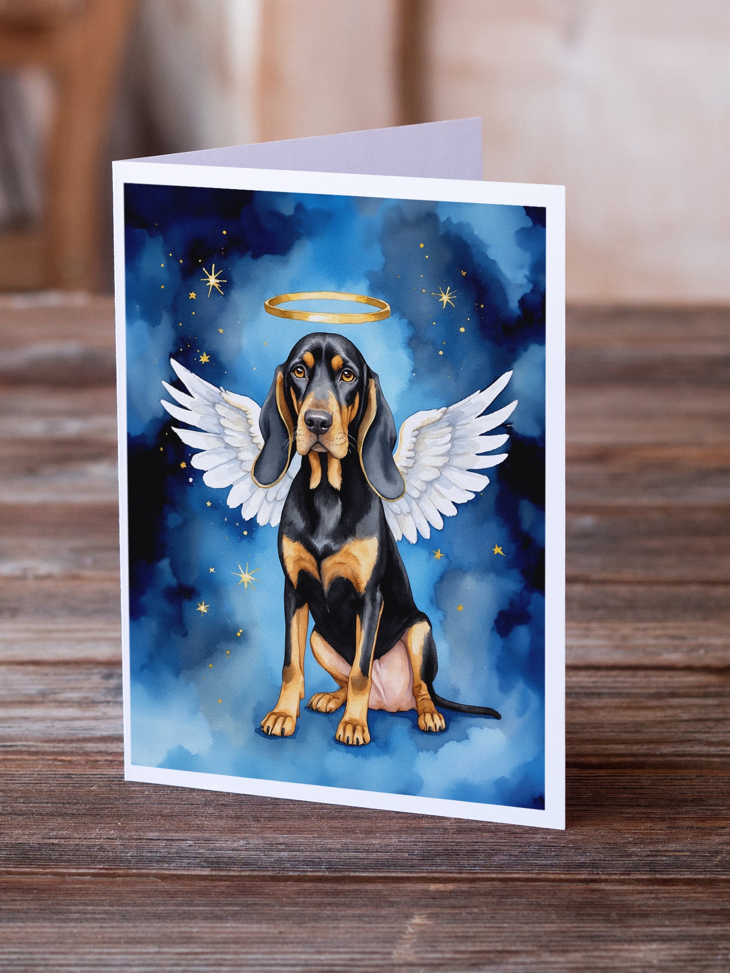Black and Tan Coonhound My Angel Greeting Cards Pack of 8